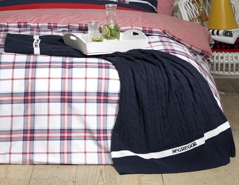 Plaid mcGregor blauw,kabelpatroon,50 procent korting